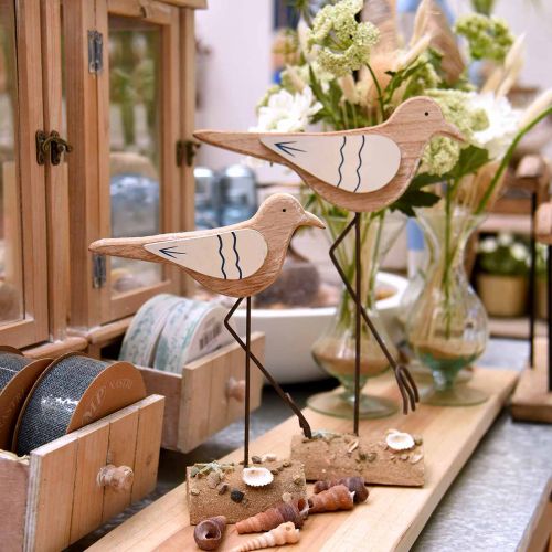 Floristik24 Wooden seagull, maritime decoration, coastal bird Shabby Chic, blue and white H25cm