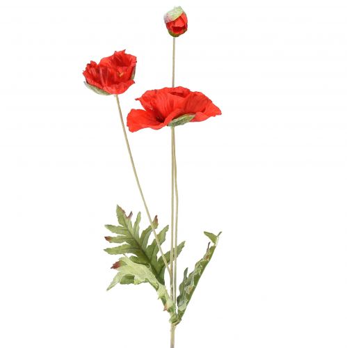 Poppy decoration garden flower with 3 flowers red L70cm