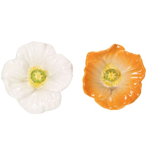 Product Ceramic poppy sculptures, blossoms in an artistic design for the garden, 52cm, 2 pieces