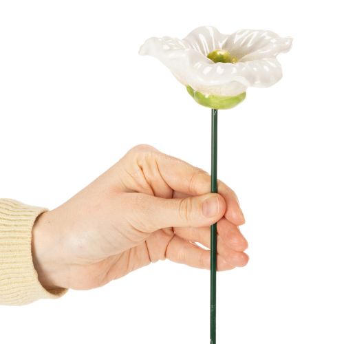 Product Ceramic poppy sculptures, blossoms in an artistic design for the garden, 52cm, 2 pieces