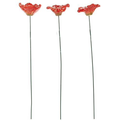 Product Ceramic Poppy Flower Romantic Decoration for Spring Garden and Flower Beds 31cm 6pcs
