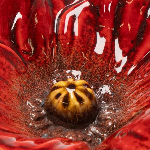 Product Garden stake poppy ceramic, unusual design for flower beds, 52cm, 2 pieces