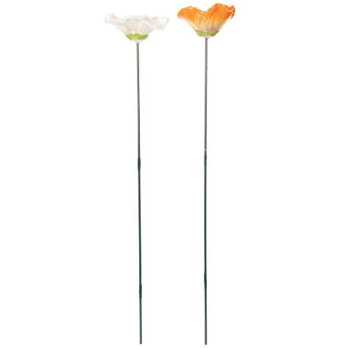 Product Poppy flower stake, ceramic flower, lovingly detailed, for elegant garden accents, 42cm, 4 pieces