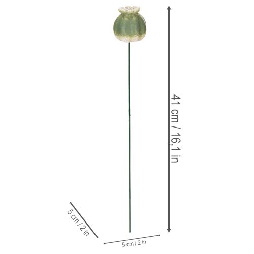 Product Poppy seed pod decorative stake for seasonal garden elegance or balcony highlights, 41cm, 4 pieces
