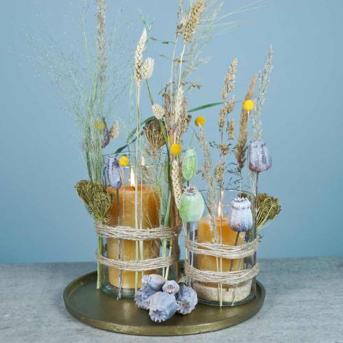 Floristik24 Artificial poppy seed capsules yellow, brown 6pcs