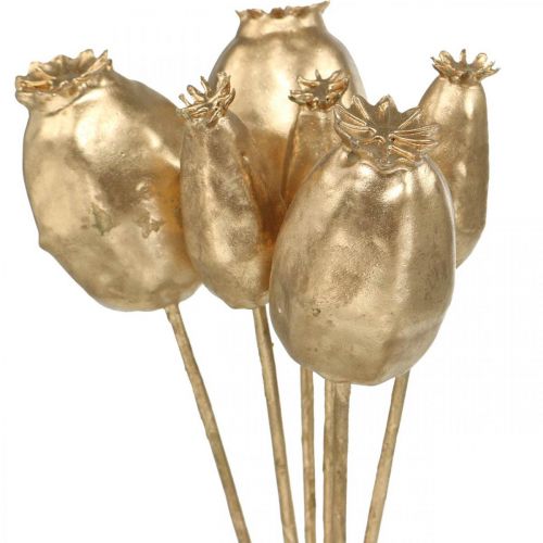 Product Poppy capsules decoration poppy artificial gold Christmas decoration 38cm 6pcs