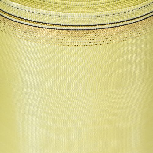 Product Moiré wreath ribbon 150mm 25m in light green with gold edge for floristry and decoration