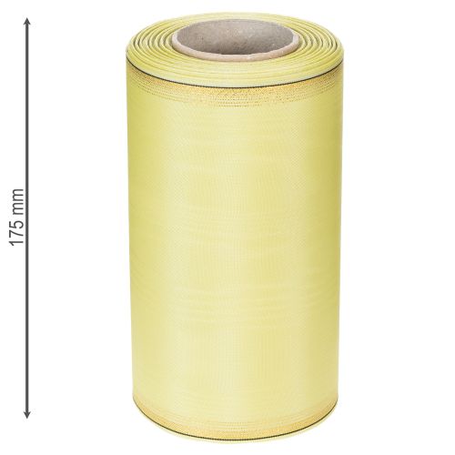 Product Moiré wreath ribbon, light green with gold edge, 175mm x 25m, high-quality decoration for floristry