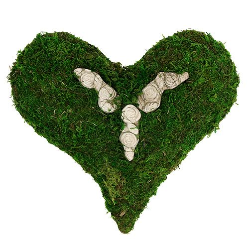 Floristik24 Moss heart with rose relief 30cm