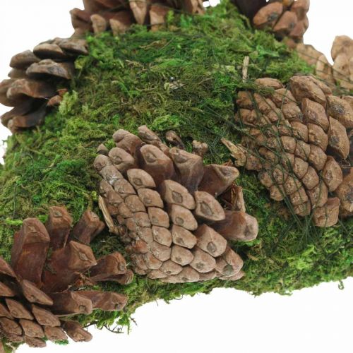 Product Grave decoration moss heart with cones for funeral arrangement 20 × 13cm