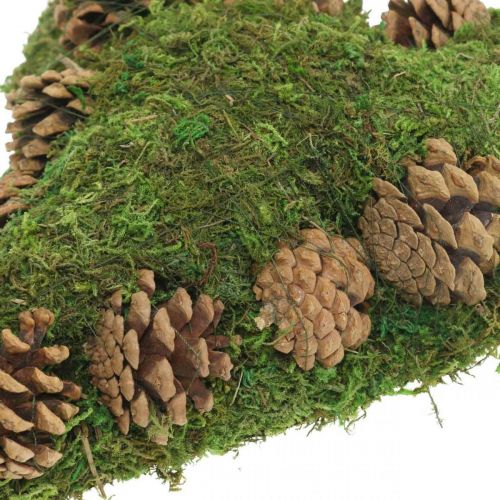 Product Grave decoration heart moss and cones arrangement base 30 × 19cm