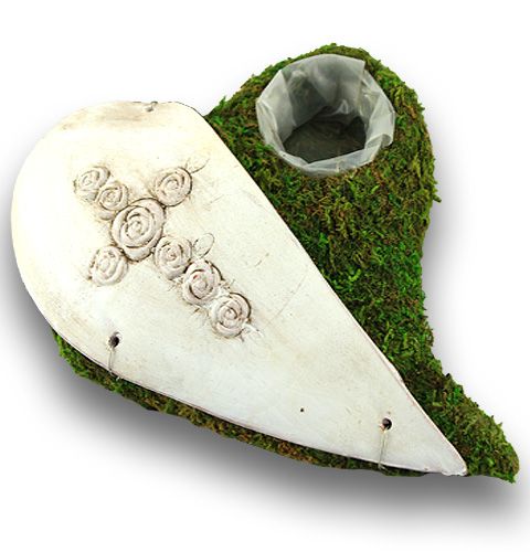 Floristik24 Moss heart curved with relief 21x27cm