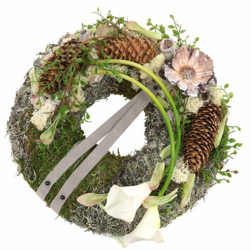 Floristik24 Decorative wreath, moss wreath gray Ø38cm 1p