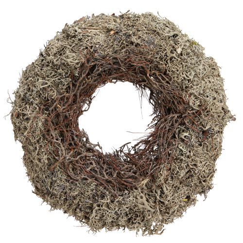 Product Natural Moss Wreath Grey Ø30cm - Decorative wreath for table & door decoration, autumn & Christmas decoration