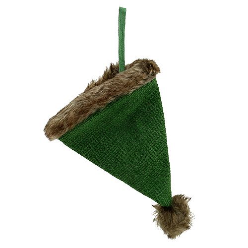 Floristik24 Hat with fur trim to hang 28cm green