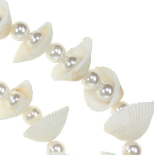 Floristik24 Shell garland with pearls white 100cm