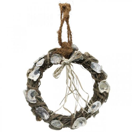Shell wreath, deco wreath vine wood, natural shells Ø30cm