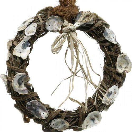 Floristik24 Shell wreath, deco wreath vine wood, natural shells Ø30cm