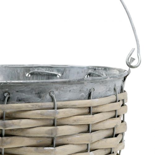 Floristik24 Zinc bucket with wickerwork Ø18cm H17cm