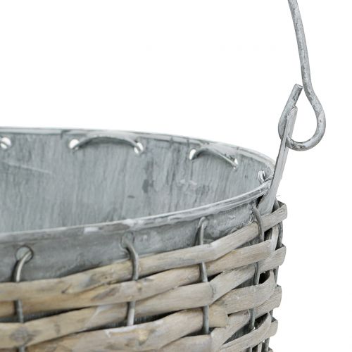Floristik24 Zinc bucket with wickerwork Ø24cm H22cm