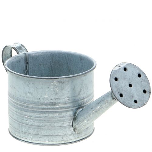 Floristik24 Planter watering can galvanized gray, washed white H10cm