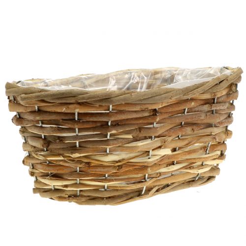 Elegant oval basket, 27cm, light brown, for decoration &amp; artificial plants
