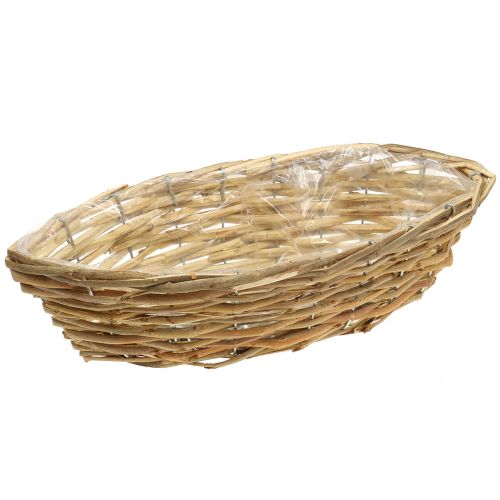 Wicker boat for planting Light brown L33cm