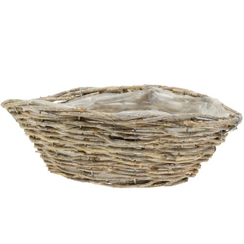 Floristik24 Basket boat for planting natural white washed L34cm