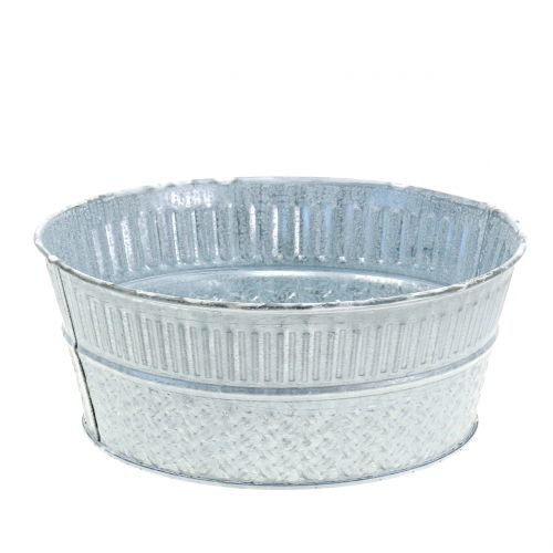 Floristik24 Zinc bowl with braided pattern grey, washed white Ø21cm H8.5cm