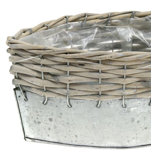 Floristik24 Zinc boat with wickerwork 30.5 x 10.5cm H12cm