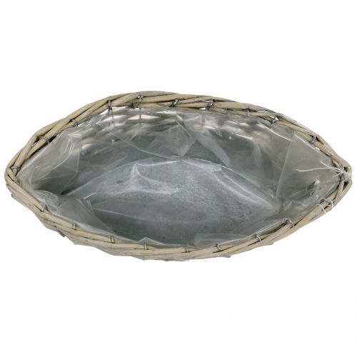Floristik24 Zinc boat with wickerwork 30.5 x 10.5cm H12cm