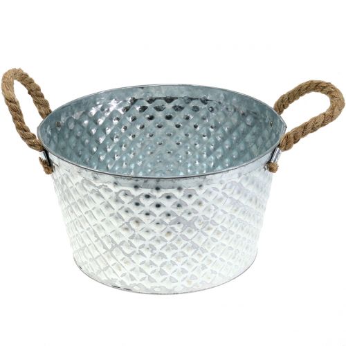 Product Zinc bowl round with rope handles Ø28cm H16cm