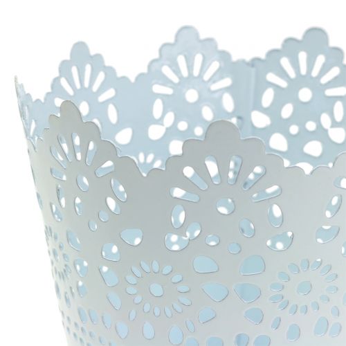 Floristik24 Zinc pot with white pointed edge Ø12cm H10cm