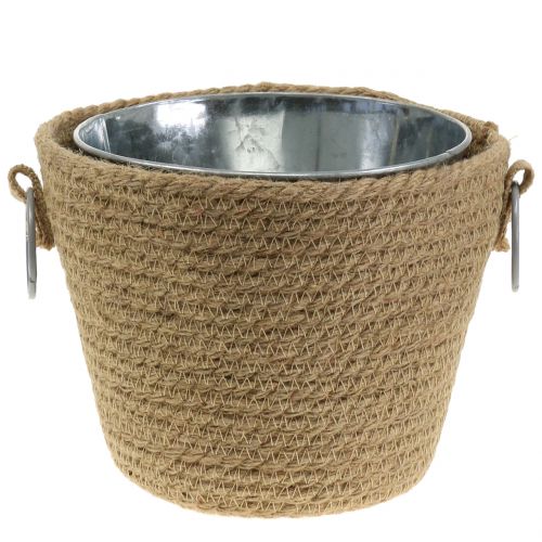 Floristik24 Zinc pot with jute planter Ø13cm H12cm