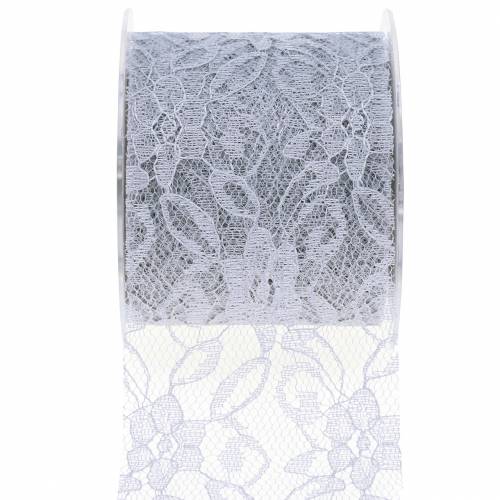 Floristik24 Lace ribbon deco ribbon gray 70mm 15m