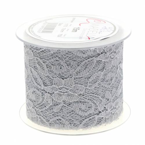 Floristik24 Lace ribbon deco ribbon gray 70mm 15m
