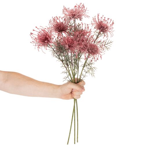 Artificial flower pincushion protea flowering branch 65cm 3pcs | Floristik24.ie