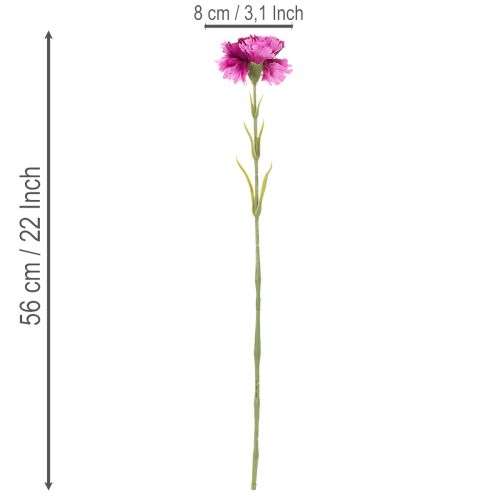 Artificial carnation, two-tone, long stem 56cm, bunch of 8 | Floristik24.ie