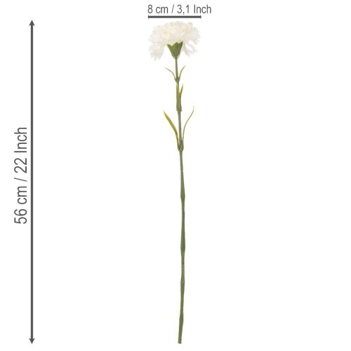 Artificial carnation flower with stem for bouquets and wreaths, 56cm, 8 pieces | Floristik24.ie