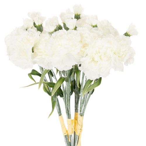 Artificial carnation bouquet, white artificial flowers, decoration, 4 bunches buy online | Floristik24.ie