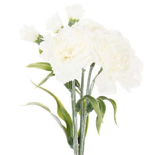 Artificial carnation bouquet, white artificial flowers, decoration, 4 bunches | Floristik24.ie
