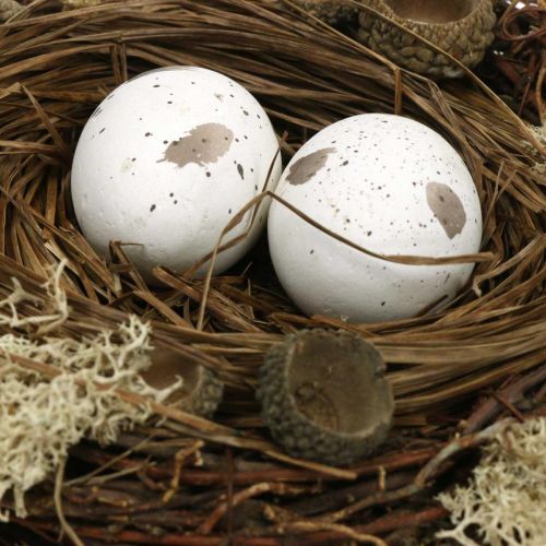 Product Easter nest with eggs artificial nature, white Easter table decoration Ø19cm