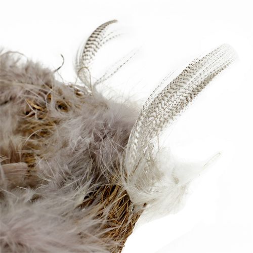 Floristik24 Nest with feathers 15cm natural 4pcs