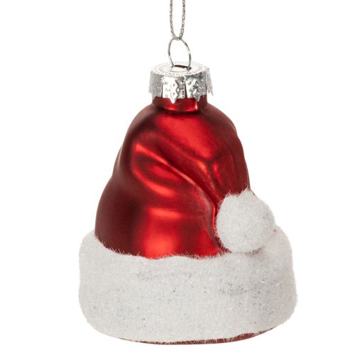 Christmas bauble Santa hat glass 8cm 6pcs buy online | Floristik24.ie
