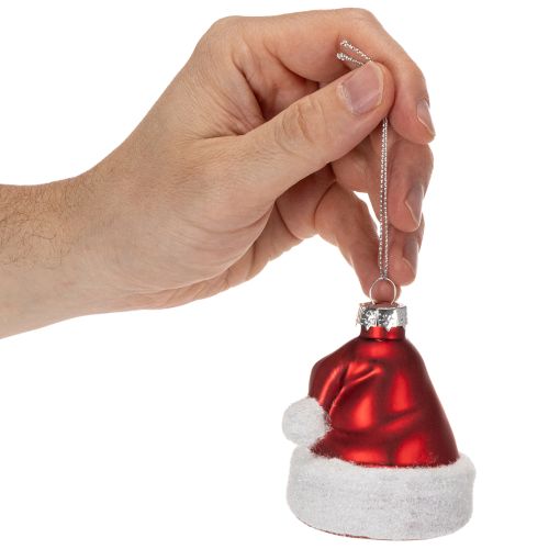 Christmas bauble Santa hat glass 8cm 6pcs | Floristik24.ie
