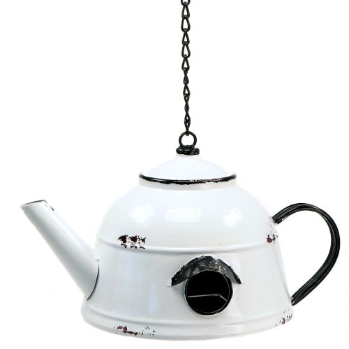 Floristik24 Nesting box tea kettle Vintage White, Black H17cm