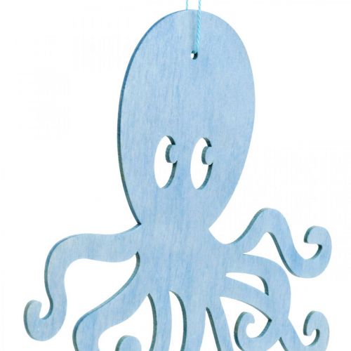 Floristik24 Octopus for hanging blue, white octopus made of wood maritime summer decoration 8 pieces