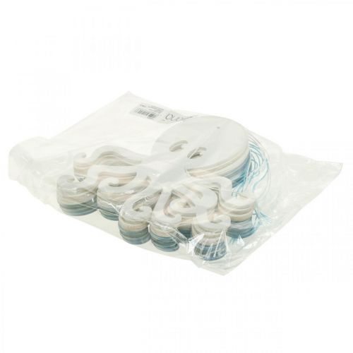 Floristik24 Octopus for hanging blue, white octopus made of wood maritime summer decoration 8 pieces