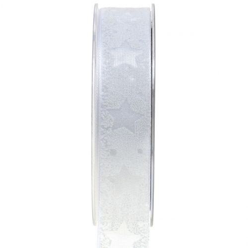 Organza ribbon with star motif white 25mm 15m | Floristik24.ie