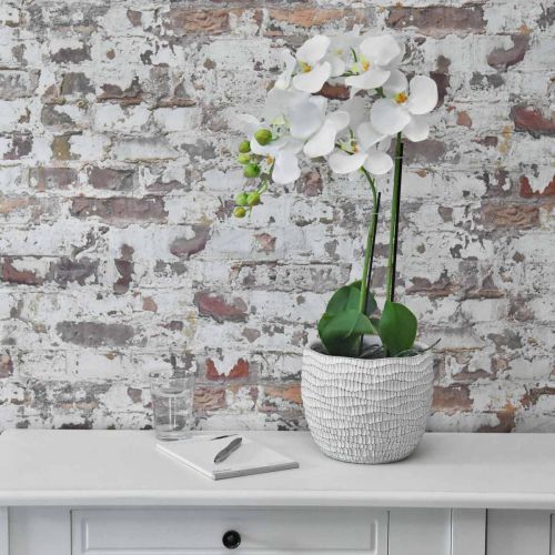 Product Planter Concrete White Vintage Flower Pot White Honeycomb H17.5cm Ø18.5cm